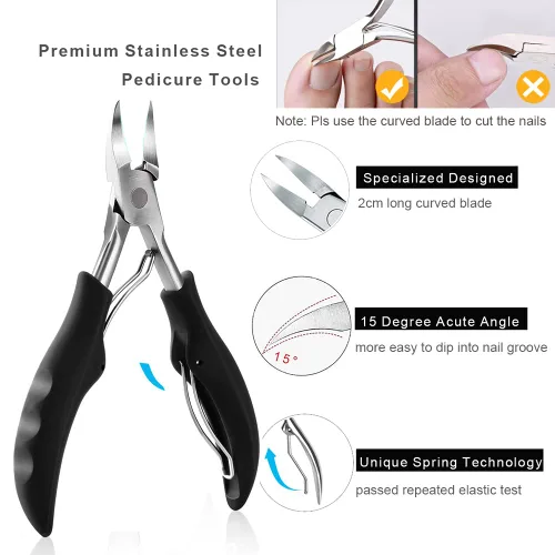 Miniatura 2 de Bcabo Kit de herramientas de uñas encarnadas, herramienta de pie de tratamiento de uñas, cortaúñas encarnadas, cortaúñas encarnadas, levantador