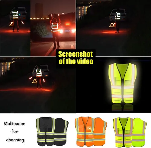 Miniatura 2 de Personalizar su texto/logotipo/imagen chaleco de seguridad de alta visibilidad ropa de trabajo de protección con tiras reflectantes