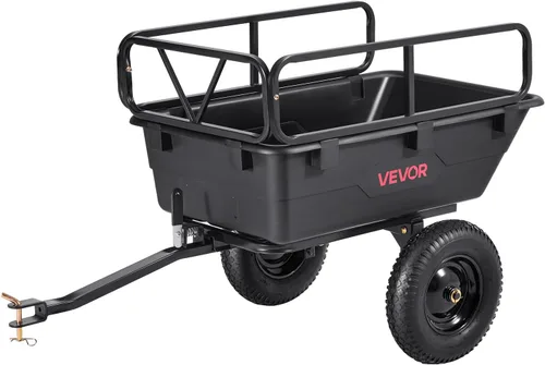 Miniatura 11 de VEVOR 10 pies cúbicos y 500 libras de remolque para ATV con función de descarga, remolque de utilidad para UTV de carga pesada, remolque de descarga