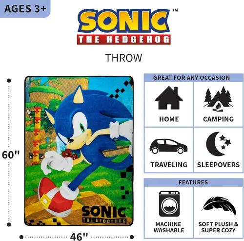 Miniatura 3 de Franco Ropa de cama para niños, manta súper suave de micro raschel, 46 x 60 pulgadas, Sonic The Hedgehog, Anime Sonic el erizo