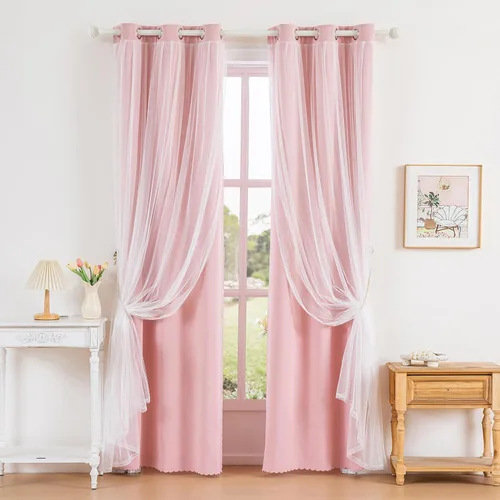 Miniatura 28 de Anytime Cortinas opacas y transparentes para ventana, par de paneles de cortinas lisas con ojales en la parte superior, 35 pulgadas de ancho x 63