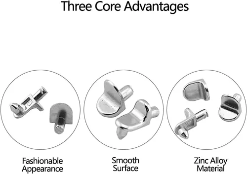 Miniatura 5 de 24 clavijas de soporte para estante, clavijas de soporte de estante de 1/5 pulgadas de diámetro, clips en forma de L de aleación de zinc para cocina