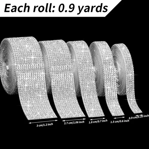 Miniatura 2 de Outus 5 rollos de cinta autoadhesiva de diamantes de imitación de cristal para manualidades con diamantes de imitación de 0.079 pulgadas (0.079 in)