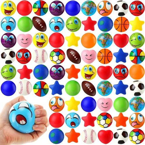 Liliful 72 mini bolas antiestrés a granel para adultos, juguetes sensoriales de espuma para recuerdos de fiesta, premios de aula, bolsas de regalos,