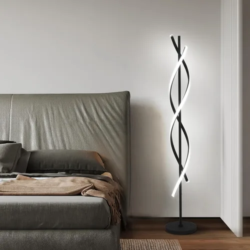 Miniatura 6 de ADISUN Lámpara de pie LED de 40 W, lámpara de pie alta en espiral con control remoto e interruptor de pie, regulable, cambio de color, moderna luz
