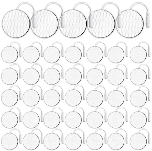 Miniatura 10 de TENS - Almohadillas redondas de electrodos SM de 2 x 2 pulgadas, 20 piezas reutilizables de 50 usos, almohadillas de repuesto de pasador de 0.079