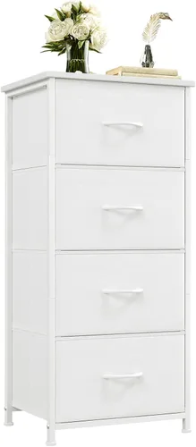 Miniatura 15 de Somdot - Cómoda estrecha con 4 cajones, cómoda delgada con cajones de tela extraíbles para armario, espacios pequeños, baño, dormitorio, lavandería
