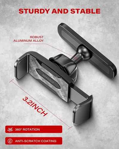 Miniatura 4 de APPS2Car [Paquete de 2] Soporte magnético para teléfono de gimnasio, ajustable en 360°, compatible con teléfonos inteligentes de 4.7 a 6.5 pulgadas