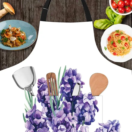 Miniatura 6 de Delantal de ramo de lavanda, regalos para mujeres, delantal con cuello ajustable, impermeable, para mujeres y hombres, regalos para el hogar