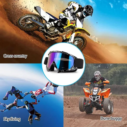 Miniatura 7 de Gafas de motocross, ATV Motocicleta, UTV MX OTG, accesorios de gafas y gafas de esquí antiniebla, carreras de esquí Marco negro de mármol+lente