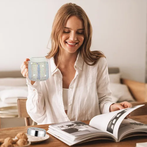 Miniatura 4 de Meanplan Taza de café con diamantes de imitación para regalo de Navidad, botella de agua con diamantes de imitación, taza de viaje portátil