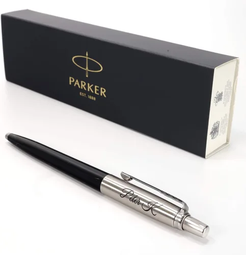 Bolígrafo Parker Jotter personalizado + caja de regalo | Diseña un regalo verdaderamente único | Grabado con láser (negro)