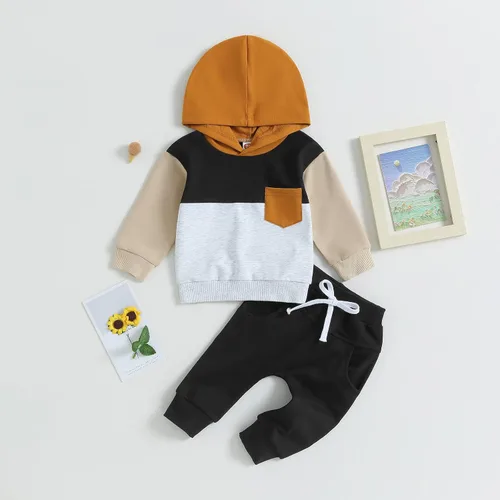 Miniatura 2 de FYBITBO Conjunto de sudadera de otoño e invierno para bebé, sudadera y pantalones deportivos