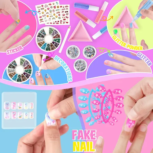 Miniatura 5 de Juego de Esmalte de Uñas para Niñas, Kit de Arte de Uñas con Secador de Uñas y Estuche de Almacenamiento, Esmalte de Uñas No Tóxico de Secado Rápido