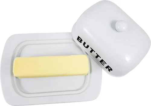 Miniatura 6 de Recipientes y recipientes de almacenamiento de metal para organización, función y decoración del hogar y la cocina (plato de mantequilla blanca)