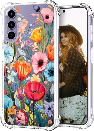 Miniatura 20 de Hungo Funda compatible con Samsung Galaxy S25 Plus/S24 Plus, diseño transparente, diseño femenino de piel femenina S24+ S25+ de astronauta