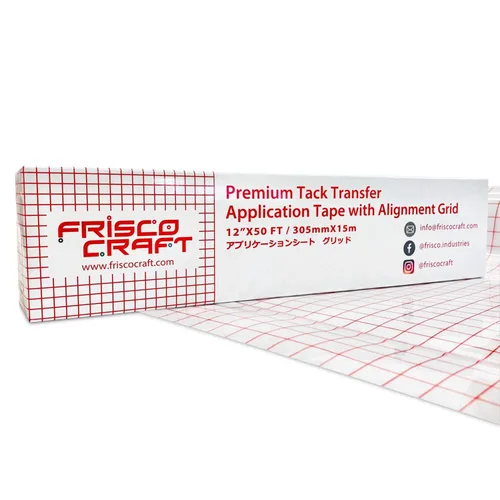 Frisco Craft Cinta de transferencia de tachuelas prémium para vinilo, con rejilla de alineación y respaldo de papel, perfecta para vinilo Rejilla