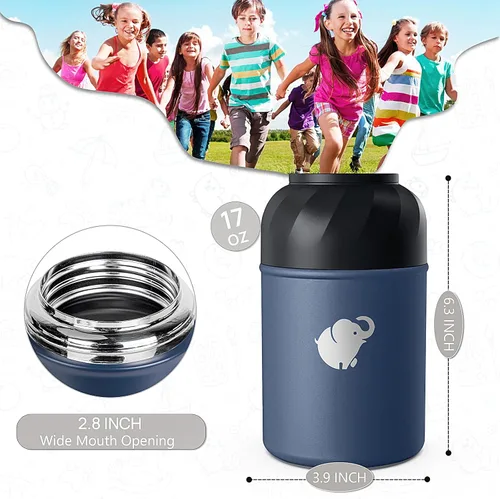 Miniatura 4 de HOUSETEC Termo para comida caliente – Contenedor de alimentos aislado con tenedor y cuchara plegable, termo de alimentos a prueba de fugas