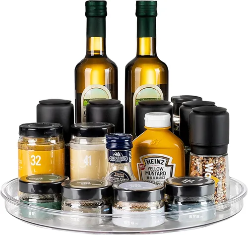 Miniatura 10 de vacane Organizador Lazy Susan de 9 pulgadas antideslizante, plato giratorio de plástico Lazy Susan para gabinete, organizador de gabinete Lazy Susan