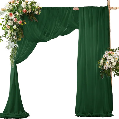Miniatura 12 de SiinvdaBZX 2 Paneles Tela Drapeada de Arco de Boda 30" x 240" de Poliéster de Gasa Negra para Múltiples Ocasiones