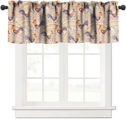 Miniatura 31 de Cenefa de piel de vaca blanca y negra, con estampado de animales de granja occidental, cortina corta opaca para ventana de granja, cocina