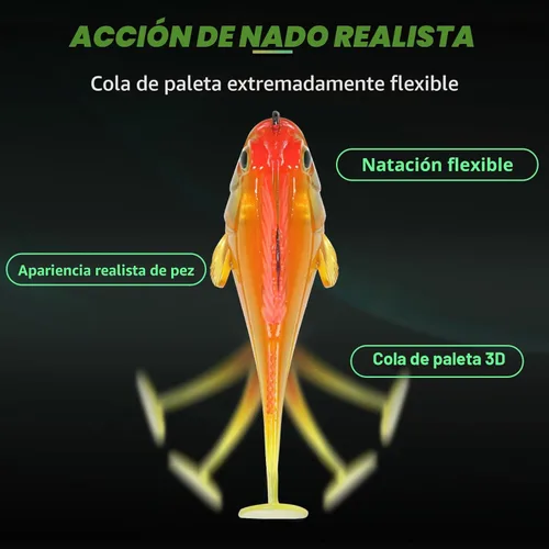 Miniatura 4 de GOTOUR Pre-Rigged Soft Fishing Lures with Weedless Hook, Lifelike Paddle Tail Swimbaits for Bass Fishing, Freshwater & Saltwater Fishing Bait
