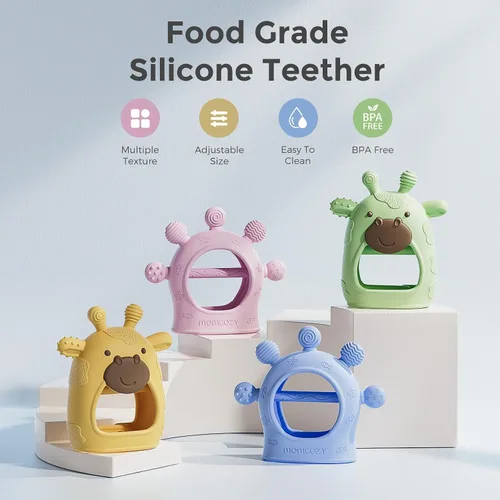 Miniatura 2 de Momcozy Juguetes mordedores para bebés Mordedor de silicona para 0-12 meses Alivio de la dentición del bebé Azul