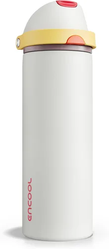 Miniatura 12 de ENCOOL Botella de agua aislada con popote, botella de agua de acero inoxidable con tapa de botón, a prueba de fugas y sin BPA, mantiene el frío Atún