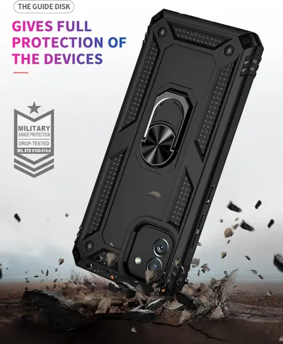 Miniatura 7 de DINGXIN Funda para Galaxy A03, funda para teléfono Samsung A03, [grado militar] soporte de anillo de metal para montaje en automóvil, funda Negro