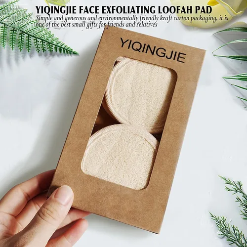 Miniatura 6 de YIQINGJIE Exfoliante de lufa natural (paquete de 4), almohadillas de lufa facial, limpia puntos negros sin dañar la piel, luffa para mujeres