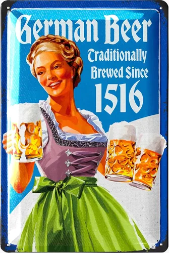 LANOLU Letrero de lata vintage GERMAN BEER TRADITIONALLY BREWED – Letreros de cerveza para hombre cueva, letreros de cerveza de metal, divertidos