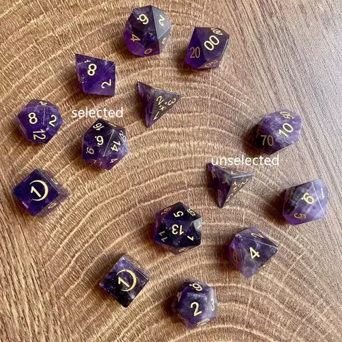 Miniatura 6 de Truewon Juego de dados de piedra de 7 dados hechos a mano para RPG DND hechos con piedras preciosas naturales.