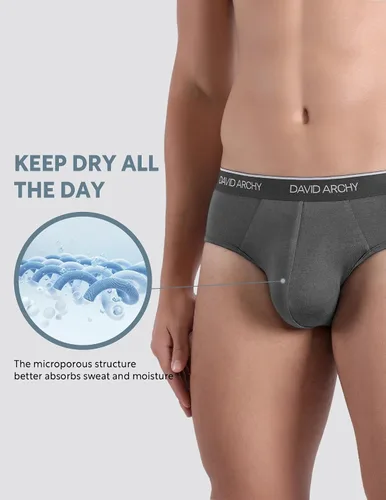 Miniatura 2 de DAVID ARCHY Calzoncillos de rayón para hombre hechos de bambú bolsa de ropa interior transpirable súper suave cómodo paquete de 4 o 7