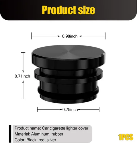 Miniatura 2 de Pack-1 Cubierta para encendedor de cigarrillos de automóvil, tapa a prueba de polvo, cubierta universal para encendedor de cigarrillos, para Negro