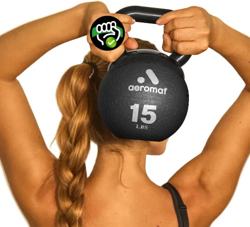 Miniatura 14 de Aeromat Elite Mini Kettlebells – Weighted Exercise Medicine Ball with Anti-Slip Grip & Wide Handle, Strength Training Kettlebell for Squats