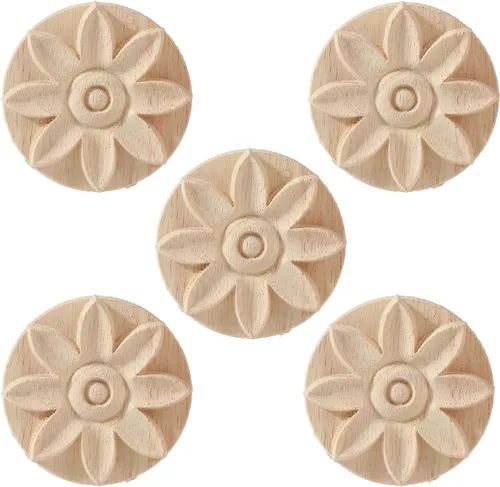 Miniatura 15 de 4 piezas de madera tallada de onlay apliques de madera de rosa tallada para muebles de cama, decoración de gabinete