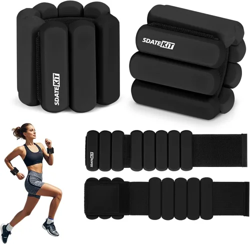 Miniatura 12 de Pesas ajustables de muñeca y tobillo para mujeres y hombres, paquete de 2 (1 libra cada una), brazalete de silicona con peso para pilates, gimnasio