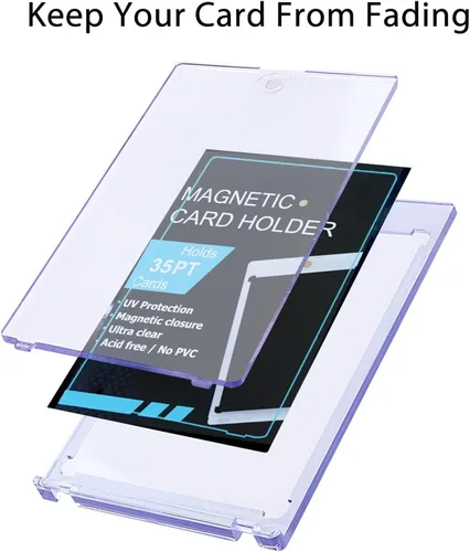 Miniatura 2 de Boyanbb Portatarjetas magnéticas de 50 quilates, soporte para tarjetas de 35 puntos, con un solo toque, protección UV, estuche de plástico duro