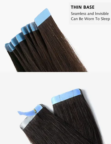 Miniatura 3 de Rosebud - Extensiones de cabello humano con cinta adhesiva REMY, extensiones de cabello seguras de trama de piel sin costuras, 1.41 oz/paquete, 20