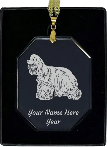 Miniatura 7 de LaserGram Adorno de Navidad de cristal personalizado, perro cocker spaniel, idea de regalo personalizada grabada con láser (forma de diamante)