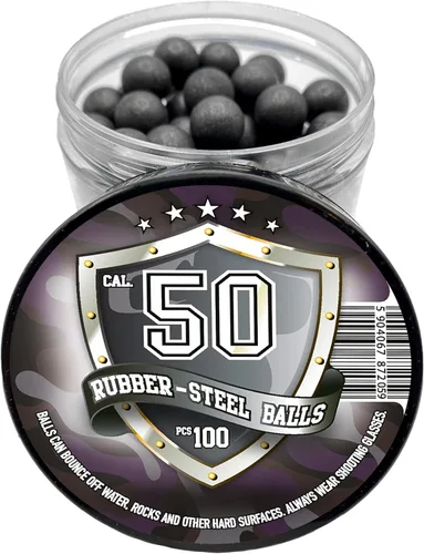 Miniatura 8 de 100 unidades en calibre 50 bolas de acero de goma dura de alta calidad, 0.10 oz, proyectiles reutilizables pesados, bolas de pintura, defensa
