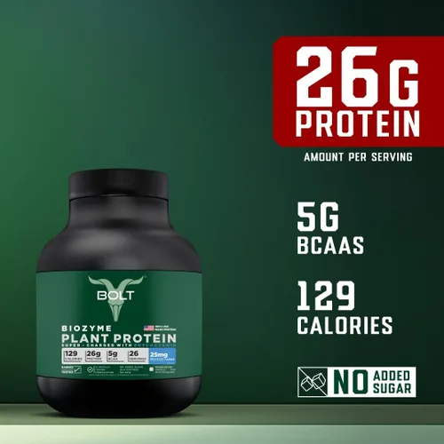 Miniatura 2 de Bolt Biozyme Plant Protein Proteína vegana con superalimento ficocianina y hierbas ayurvédicas Perfil completo de aminoácidos para apoyo