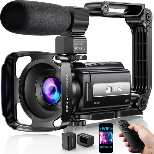 Cámara de video, videocámara 5K UHD 48MP WiFi Vlogging Cámara para YouTube IR visión nocturna anti-vibración 16X Zoom digital Cámara de pantalla