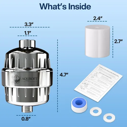 Miniatura 7 de AQUSOFT - Filtro de agua avanzado de 25 etapas para cabezal de ducha, elimina el 99.9% de cloro, metales pesados e impurezas de agua dura, mejora