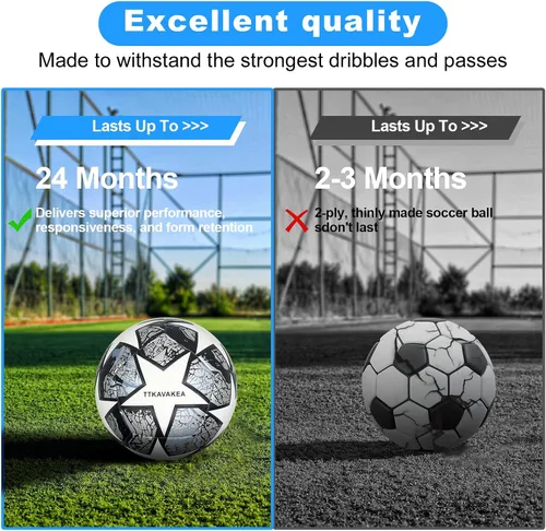 Miniatura 5 de Soccer Ball Size 5,Waterproof PU Leather,Official Match Ball