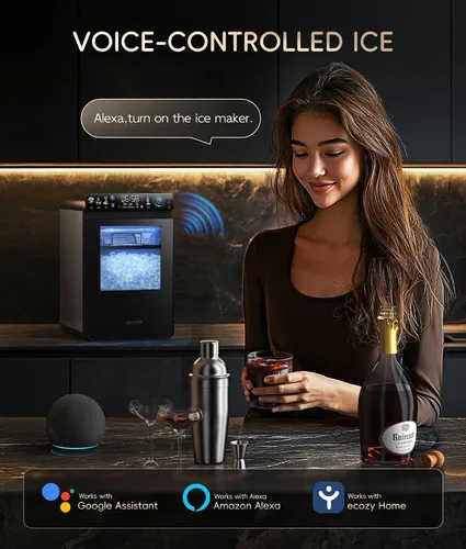 Miniatura 7 de ecozy Nugget - Máquina de hielo para encimera, primer panel inteligente a todo color de 44 libras/24 horas con control de aplicación, aislamiento