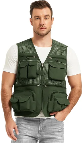 Miniatura 6 de Chaleco Flygo para hombre, para pesca, trabajo, safari, viaje de reportajes o para actividades al aire libre en verano, con bolsillos