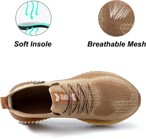 Miniatura 92 de SUADEX Zapatos deportivos con punta de acero para hombres y mujeres, indestructibles, ligeros, cómodos, antideslizantes, puntera compuesta