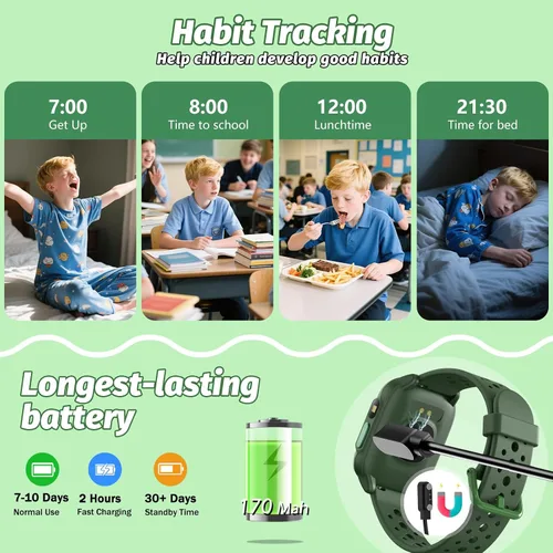 Miniatura 7 de Reloj para niños con 140 modos deportivos, rastreador de fitness para niños de 1.5 pulgadas, reloj inteligente para niñas, no requiere
