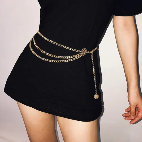 Miniatura 6 de Lamdgbway Multi Layer Waist Chain Metal Belt for Dress for Women